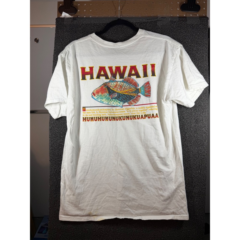 Unbranded Humuhumunukunukuapuaa Hawaii T-Shirt Mens L White State Fish Graphic